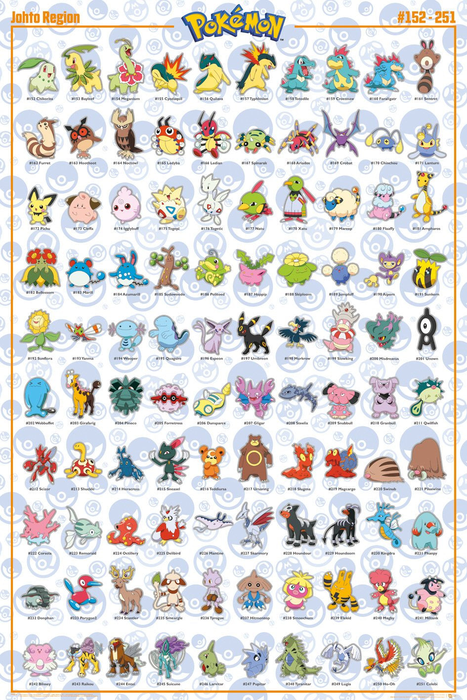 1 POSTER POKÉMON CLUB - COM TODOS OS 251 POKÉMONS - MED