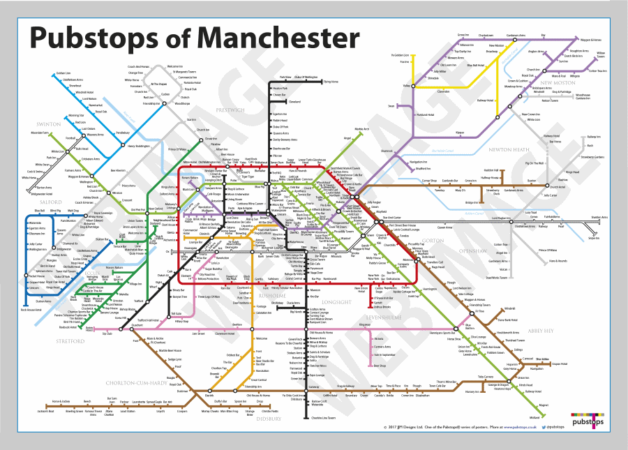 Manchester Pub Stops Print (2017)