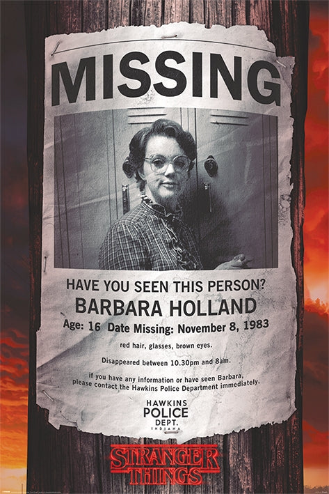 Stranger Things Missing Poster Barbara Holland -  in 2023