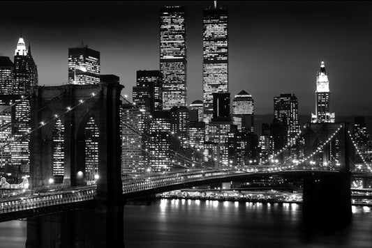 New York Brooklyn Bridge At Night Giant Poster