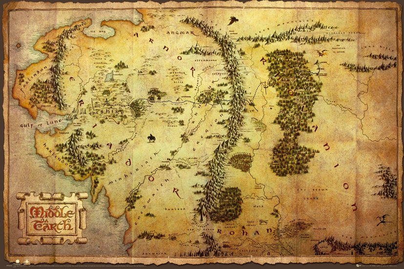 Hobbit Middle Earth Map Poster