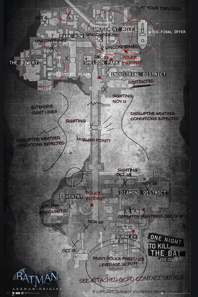 Batman Arkham Origins (Map) Poster