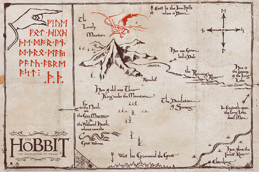 Hobbit Mountain Map Poster