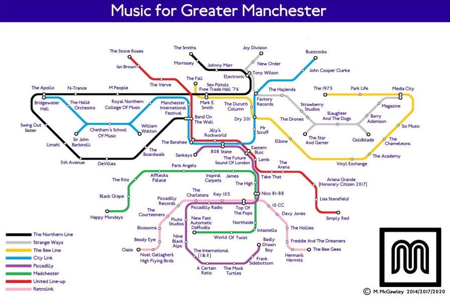 Manchester Music Posters Greater Manchester Music Map Poster By manchester-music-posters-greater-manchester-music-map-poster-by