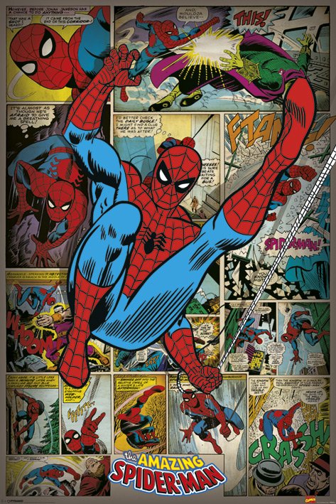 Marvel Spiderman retro comics Poster
