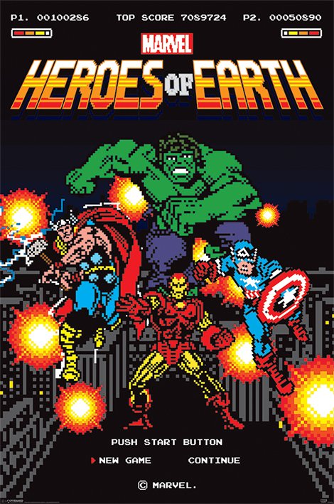 Marvel Avengers Retro Game Poster