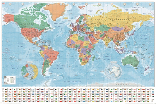 World Map (Flags and Facts) Poster