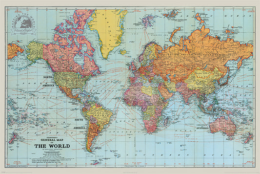 World Map (Stanfords General) Poster